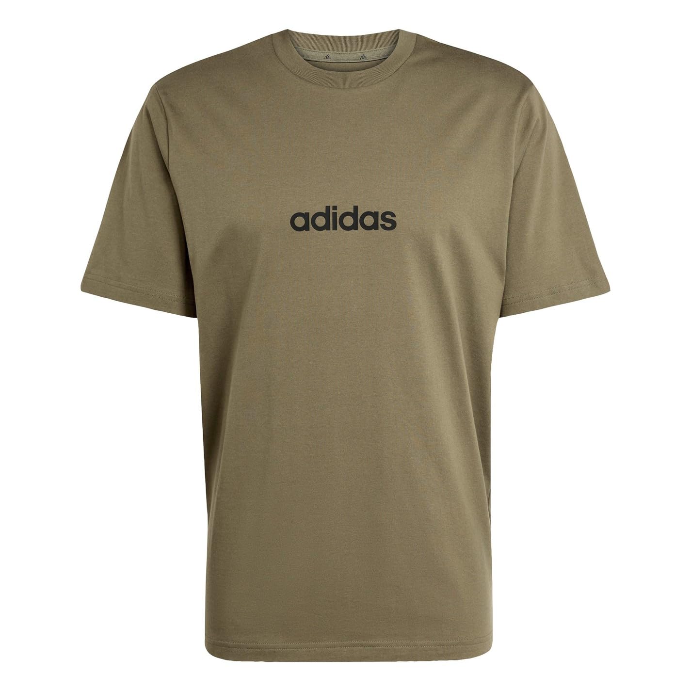 adidas Mens Essentials Single Jersey Linear Embroidered Logo Khaki Linear 3XL