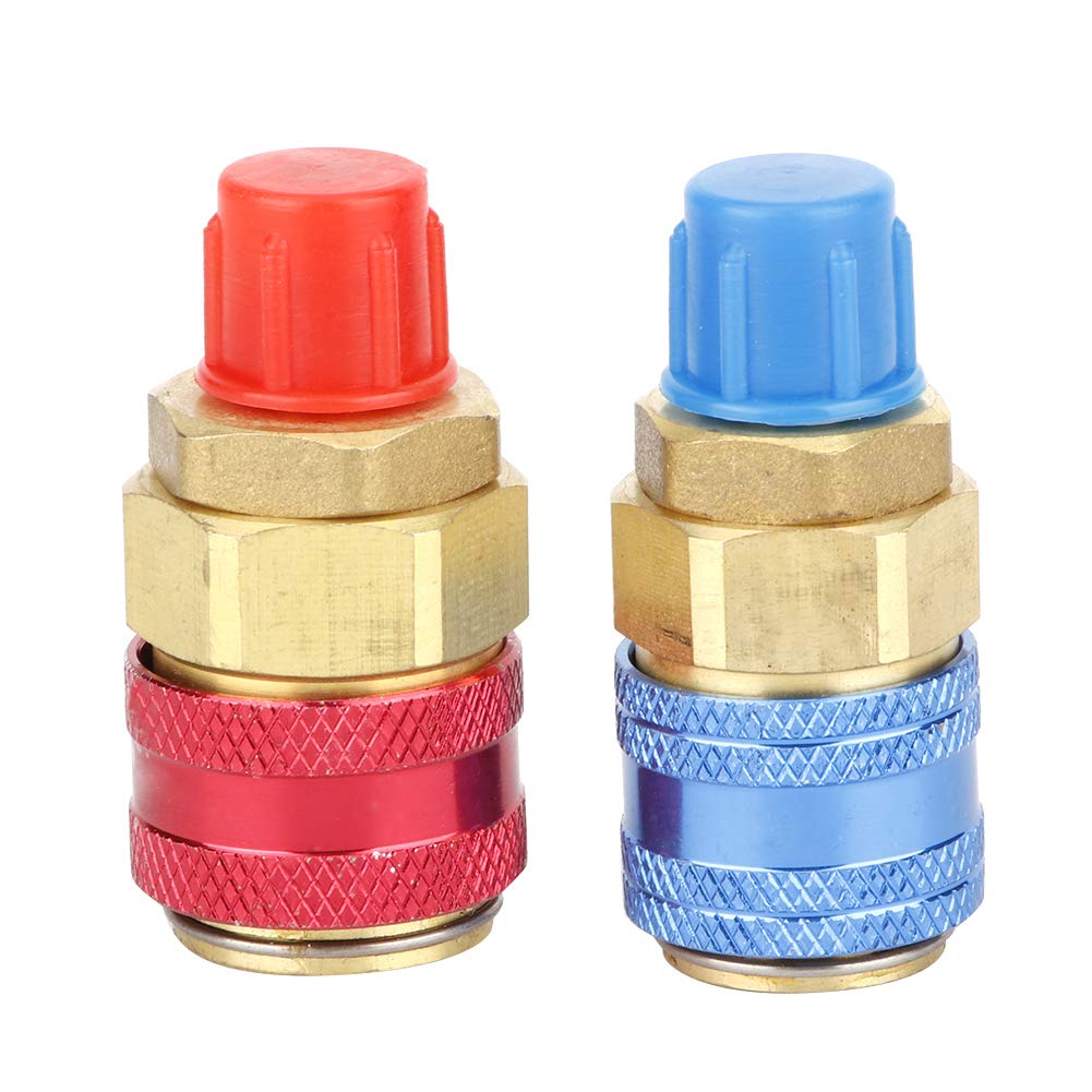 2pcs Adattatori per Attacco Rapido R134A Connettore per Attacco Rapido Diritto Ad Alta Bassa Pressione Adattatore per Refrigerante CA per Auto Tubo di Ricarica Refrigerante per