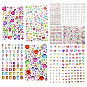 2774PCS Gem Stickers, Self Adhesive Gems for Crafts, Acrylic Bling Heart Sticker, Jewel Stickers Crafts self Adhesive, Assorted Shapes Jewels Rhinestones Sticker, Craft Supplies for Kids