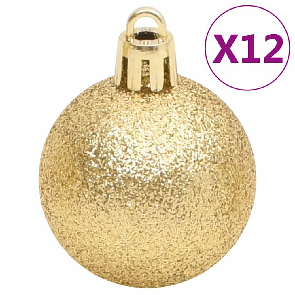 Juego de 112 bolas de Navidad de poliestireno, color rojo, verde y dorado, con 3 tamaños y diseños mate brillante, incluye punta de árbol de Navidad y colgante para árbol de Navidad y