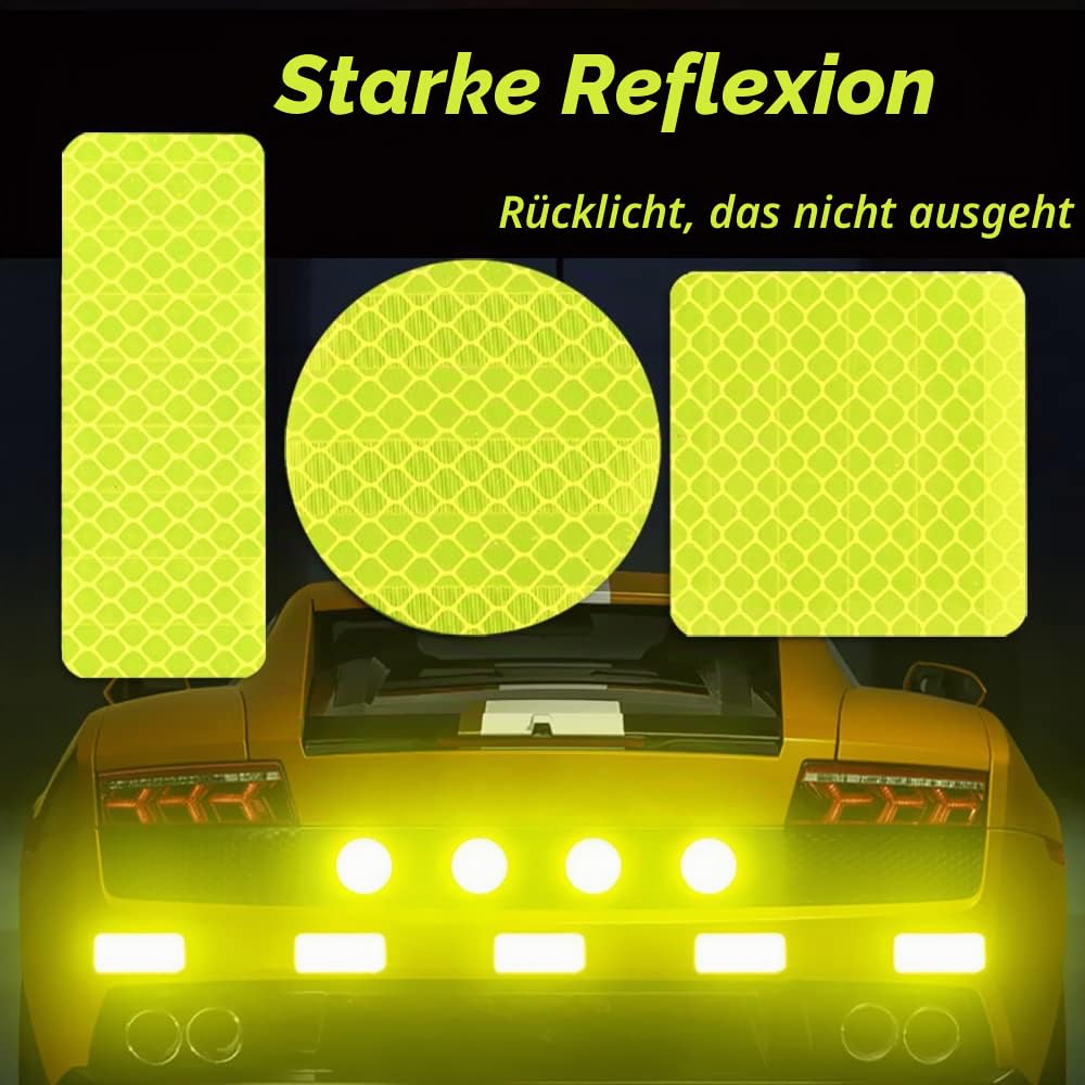 48 Stücke Reflektor Aufkleber,Reflektierende Aufkleber,Reflektoren Aufkleber,Fahrrad Reflektoren Aufkleber,Sicherheit Reflektorband, Selbstklebend Reflektor Sticker,für Fahrrad Motorrad Kinderwagen Sport & Freizeit