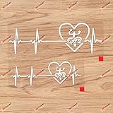 Puerto Rican Flag Coqui Frog Heart Beat PR Love Puerto Rico Vinyl Decal Sticker - 2 Pack White, 6 Inches, 8 Inches - No Background for Car Boat Laptop