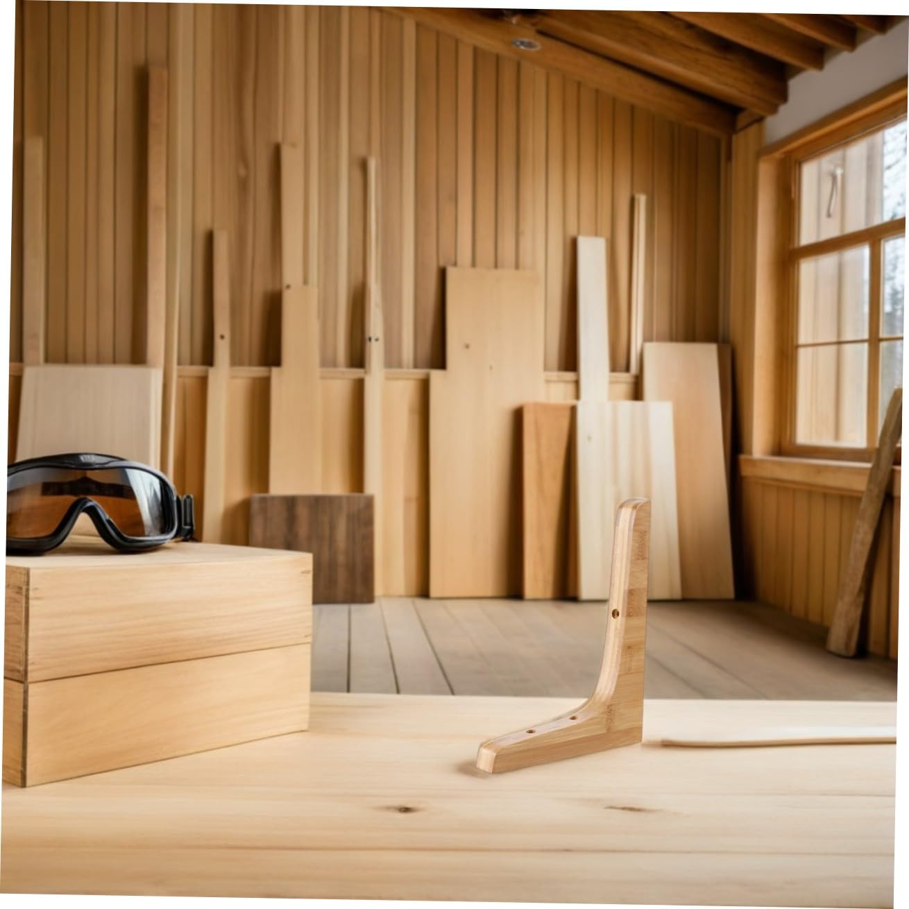 Anneome Supporti per Mensole in Legno Massello Triangolari 2 Pezzi, Staffe Robuste per Carichi Pesanti, per Soggiorni e Uffici Design Elegante e Versatile