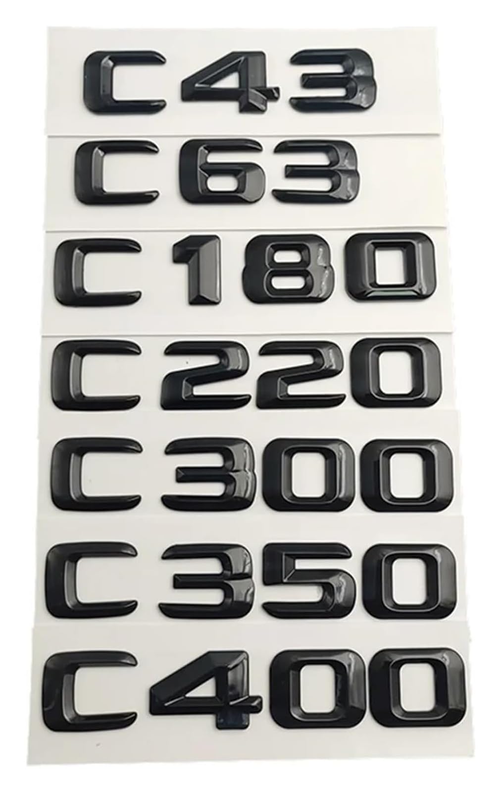 3D ABS Black Logo C200 C180 C300 C400 C220 Emblem Letters Sticker Car Trunk Badge W203 W204 W205 Accessories(Glossy Black 2014-16,C220)(Glossy Black 2014-16,C450)