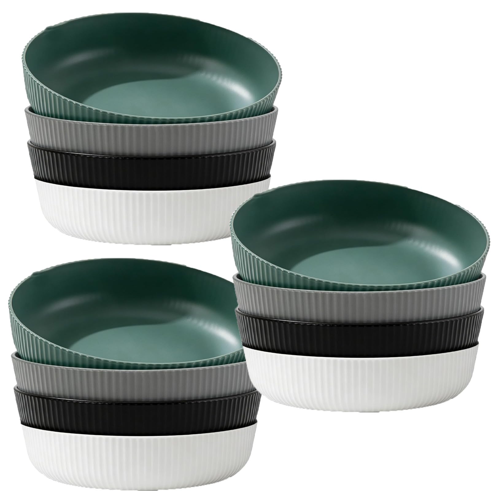 Pasta Bowls Large Unbreakable Plastic Serving Bowls Lightweight, Dishwasher Safe Deep Cereal Bowls for Pasta, Salad, Rice – Ideal for Everyday Use & Family Dining (4-Color Set, 12-Pack)