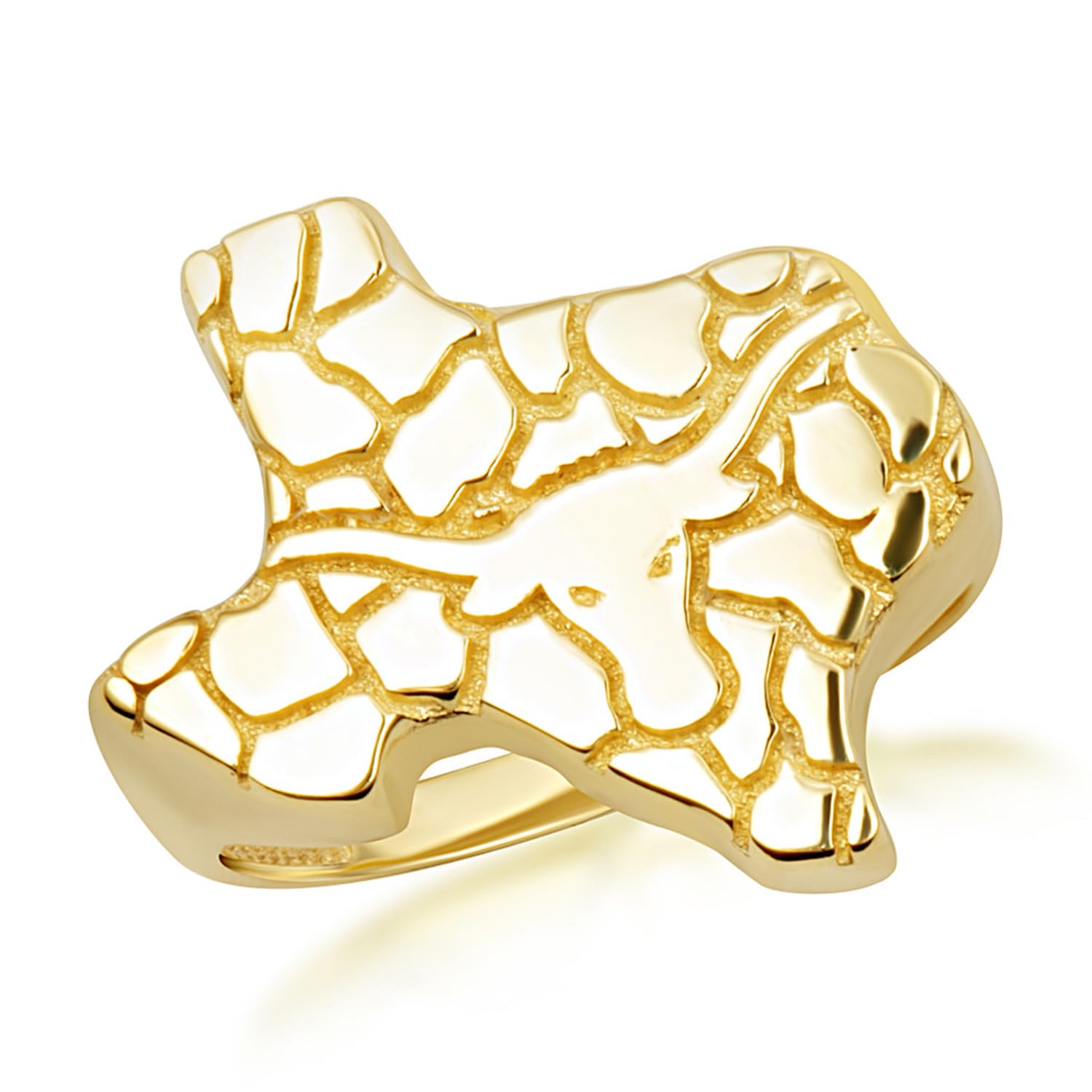 10K Yellow Gold State Longhorn Nugget Ring - Size 7-3/4