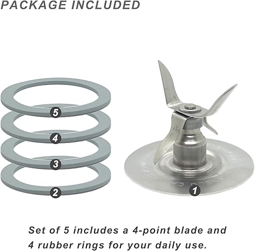 Miniatura 5 de Para Oster Blender Piezas de Repuesto Blender Ice Blade con Cuatro Juntas de Junta de Junta de Junta de Junta de Junta de Goma Kit de Actualización