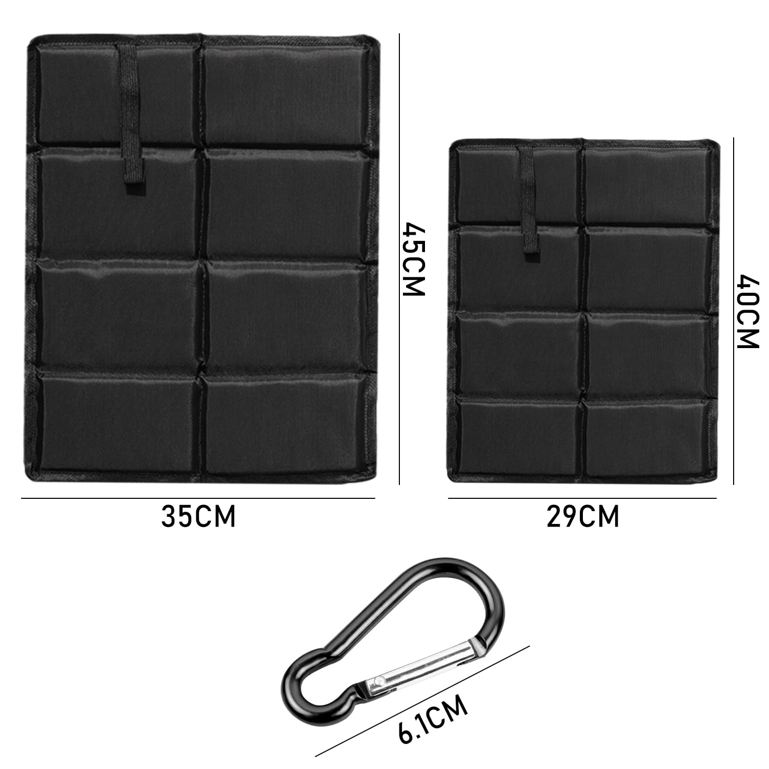 2 Pieces of 29*40cm Outdoor Cushions, Children's Cushions, Folding Cushions, Outdoor Mountaineering Cushions, With 2 Pieces of Carabiners, Suitable for Picnics, Mountain Climbing, Camping, (Black) - Image 2