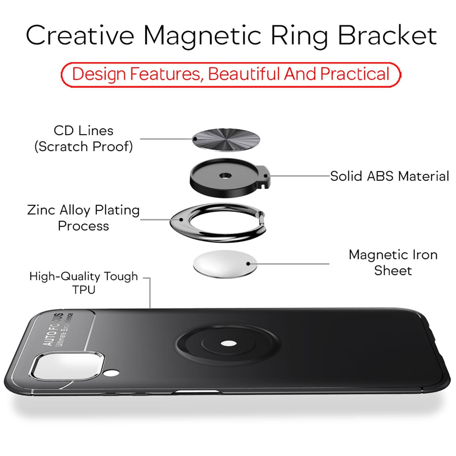 NALIA Ring Cover compatibile con Huawei P40 Custodia | FindTheDeal