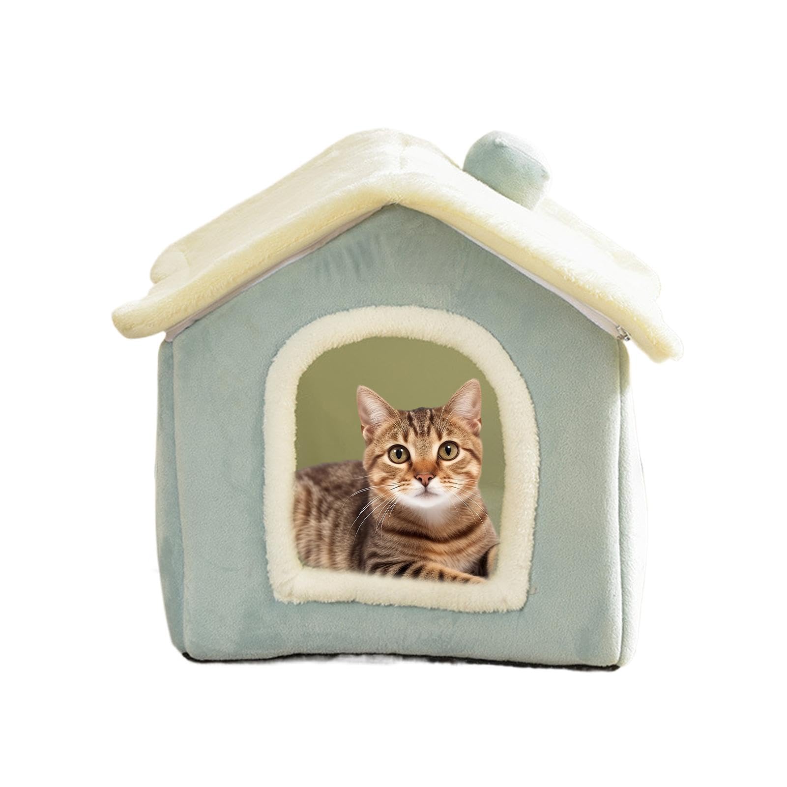 Maison d'hiver pour chat contre le stress et le froid avec un dôme fermé en peluche