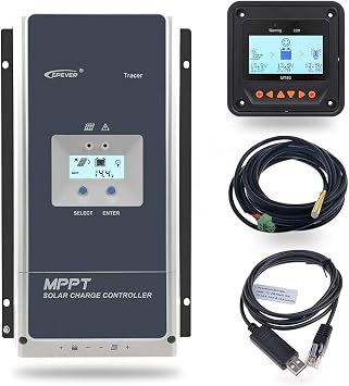 Fuhuihe Epsolar 100 Amp MPPT Solar Charge Controller 150V PV Input Negative Ground Work with 12/24/36/48V Battery System Tracer 10415AN Series W/ MT50 Remote Meter