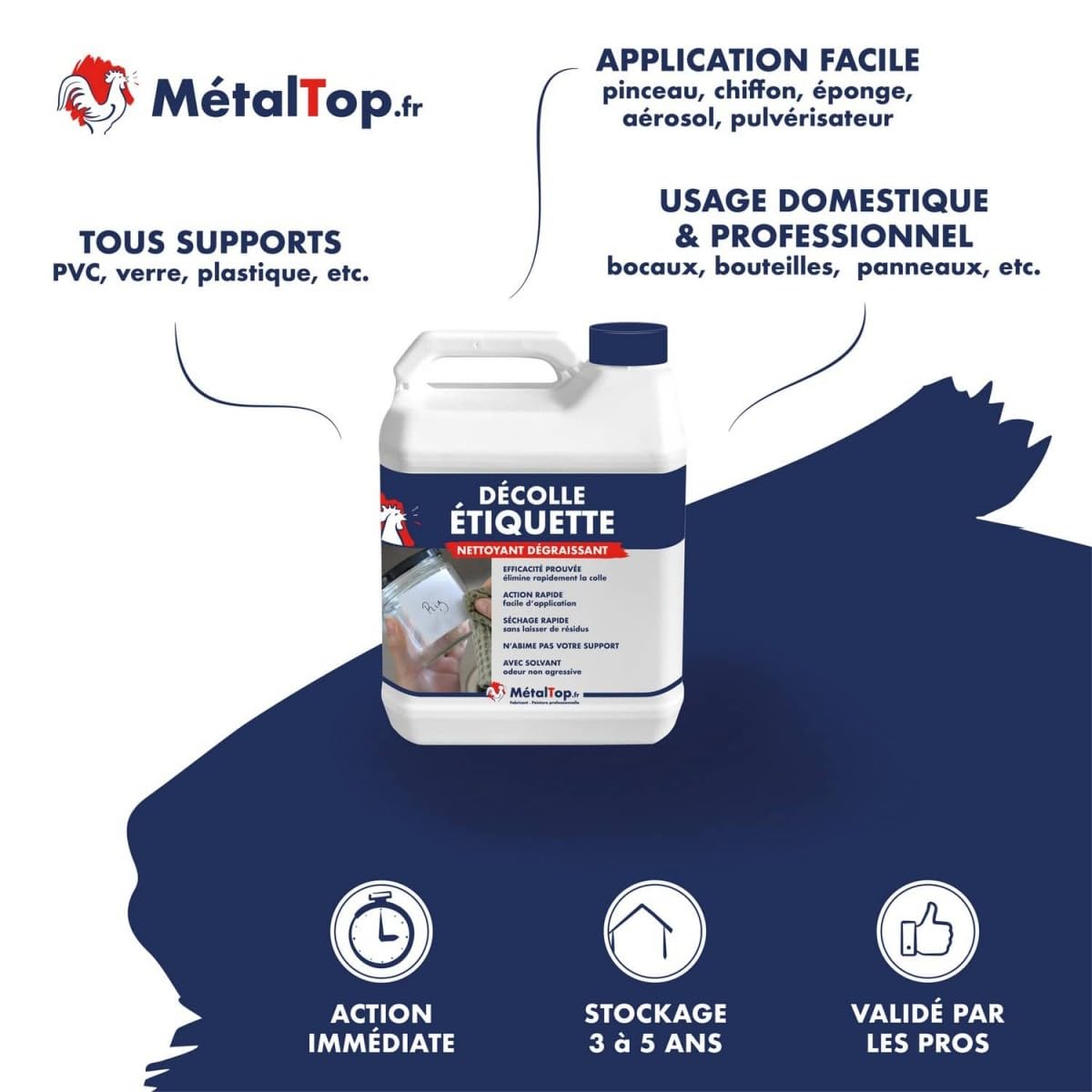 Metaltop - Decolle Etiquette - Bombe 400 ml - Elimine colle, autocollants et résidus adhésifs sans laisser de traces