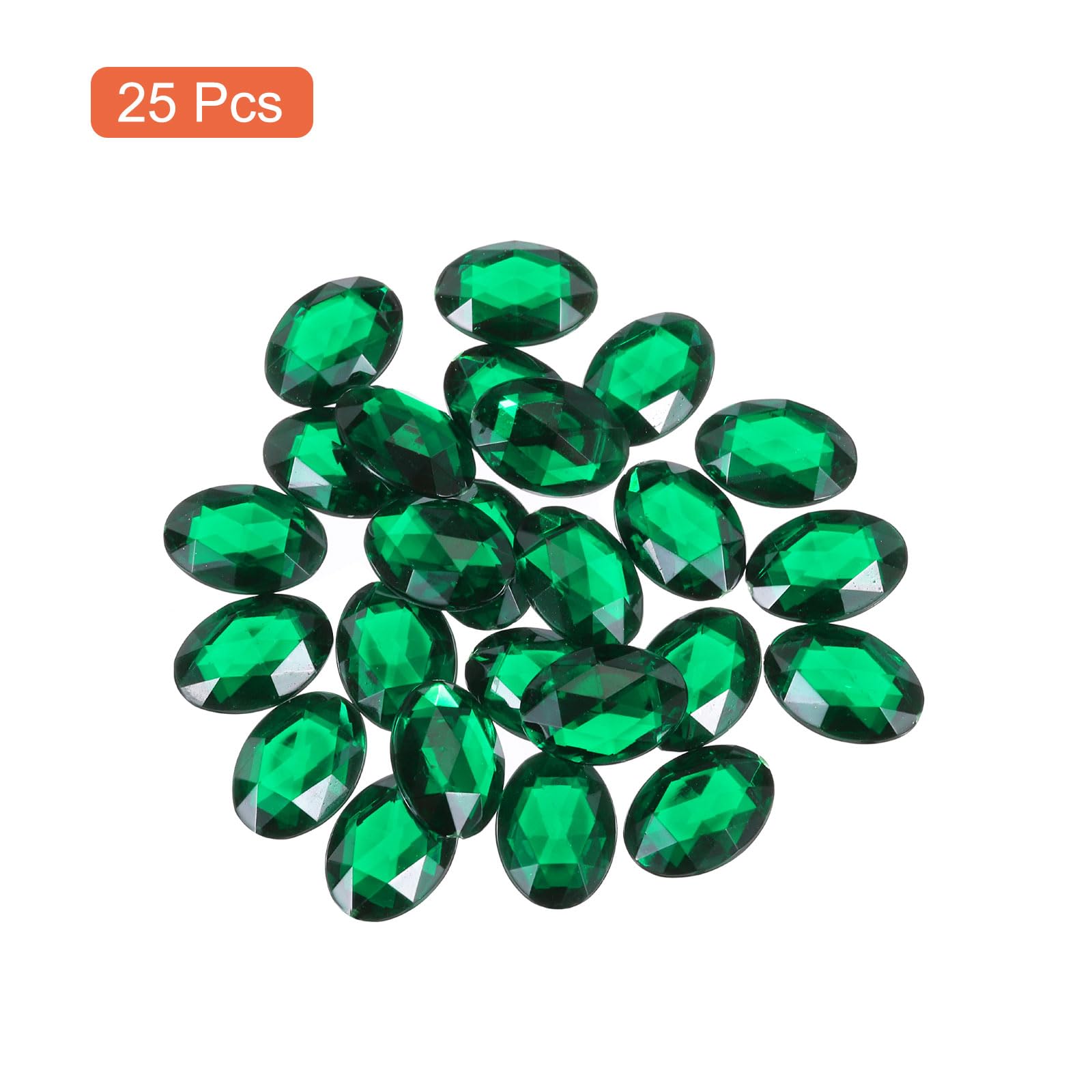 QUARKZMAN 25 Piezas Gemas Ovaladas de Acrílico 18x25 mm con Parte Trasera Plana Piedras de Imitación para Manualidades Bisutería Pintura Facial Decoración de Bodas En Color Verde