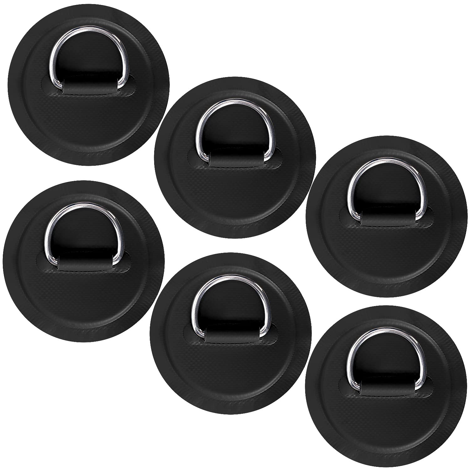 TOBWOLF 6 Pack Stainless Steel D-Ring Patch for Inflatable Boat Kayak Dinghy SUP, D-Ring PVC Patch Stand-Up Paddleboard Canoe Rafting Accessories, NO Glue Included