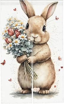 Amazon｜のれん うさぎ 兎 ウサギ 花 可愛い 洗える アニメ 暖簾 和風