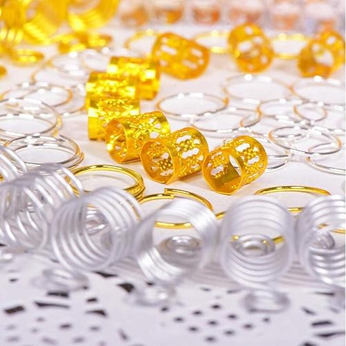 Miniatura 5 de 60 piezas de accesorios metálicos para el cabello de estilo surtido, anillos para puños, cuentas de bobina, botones de rastas, decoraciones de