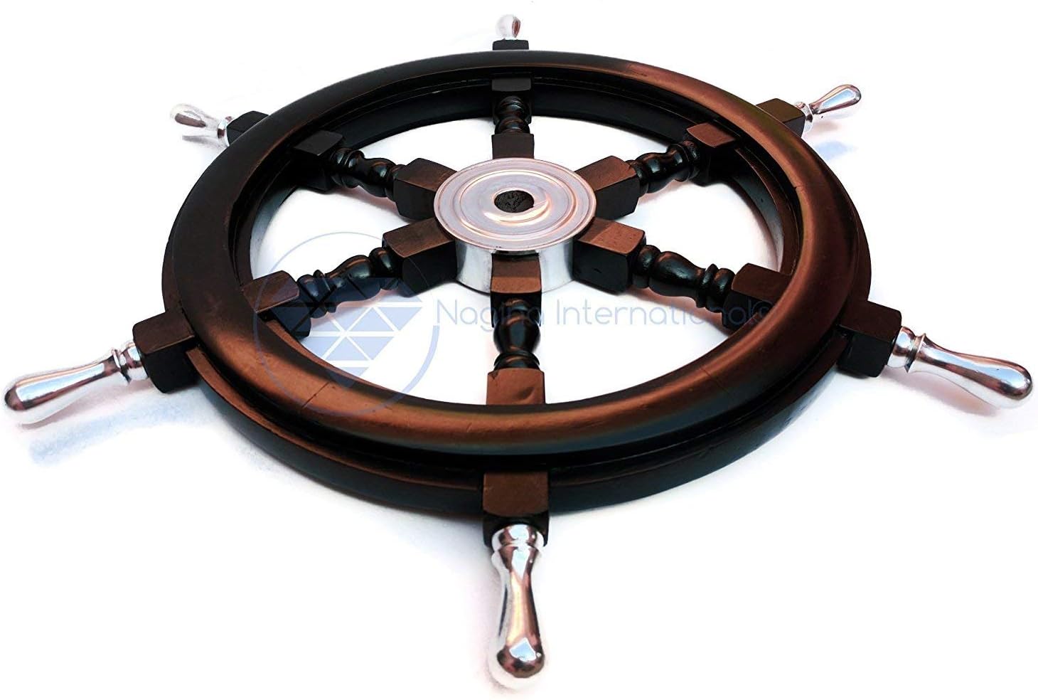Nagina International18" Black Aluminum Hub & Handle Nautical Maritime Pirate'S Home & Wall Decor Premium Ship Wheel