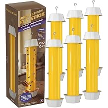 Sticky Fly Traps Indoor Outdoor 6 Pack, Super Sticky Hanging Hook Non-Toxic Fruit Fly Traps for Wasps Insects Moths Mosquitoes Fruit Flies Spiders Fleas Bugs and Gnats,Family and Pet Safe
