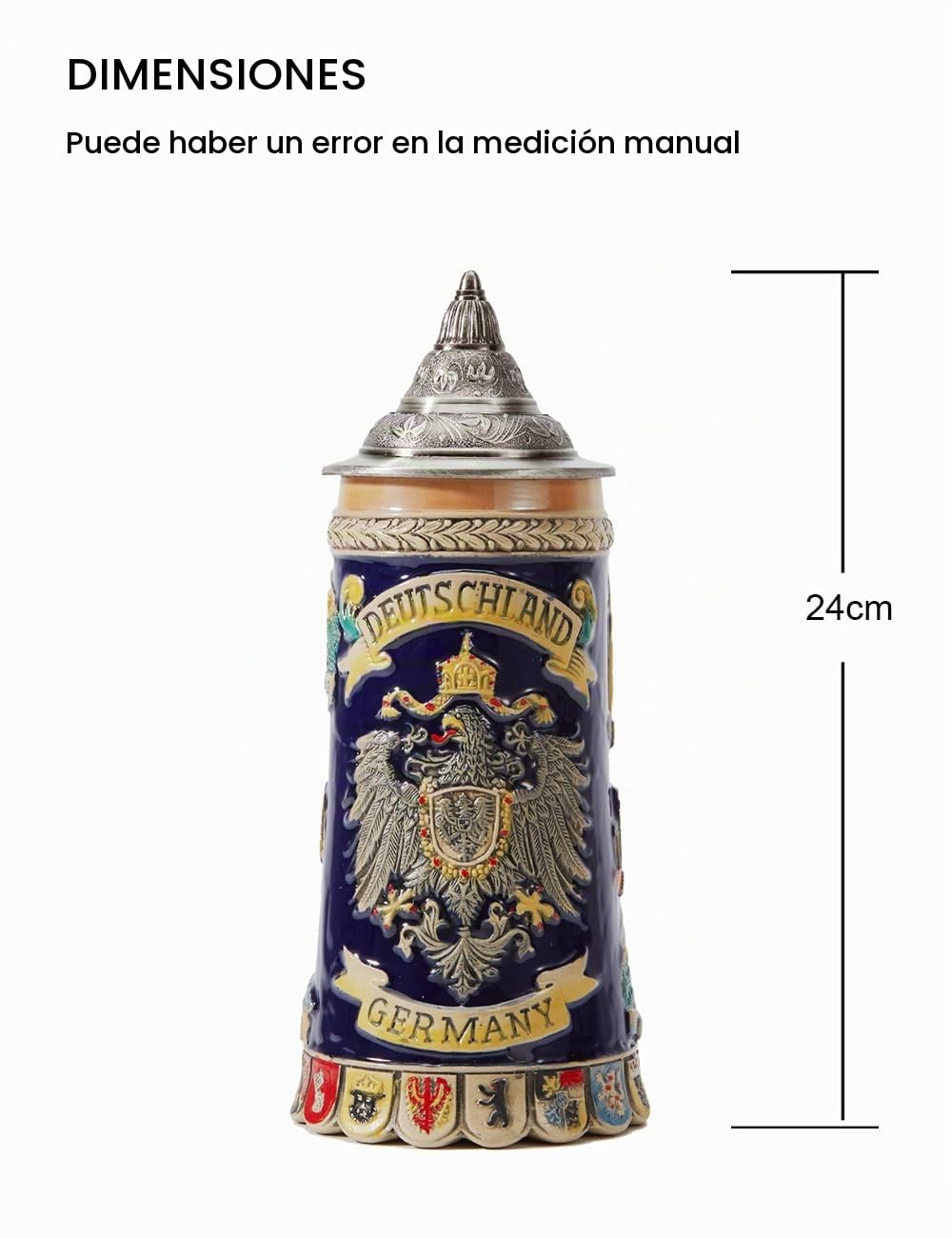 HAUCOZE Jarra de Cerveza Alemana Vikinga Bavaria,Taza con Tapa, Regalo de Oktoberfest y Cumpleaños para Hombres Padre Esposo 0,6 Litros