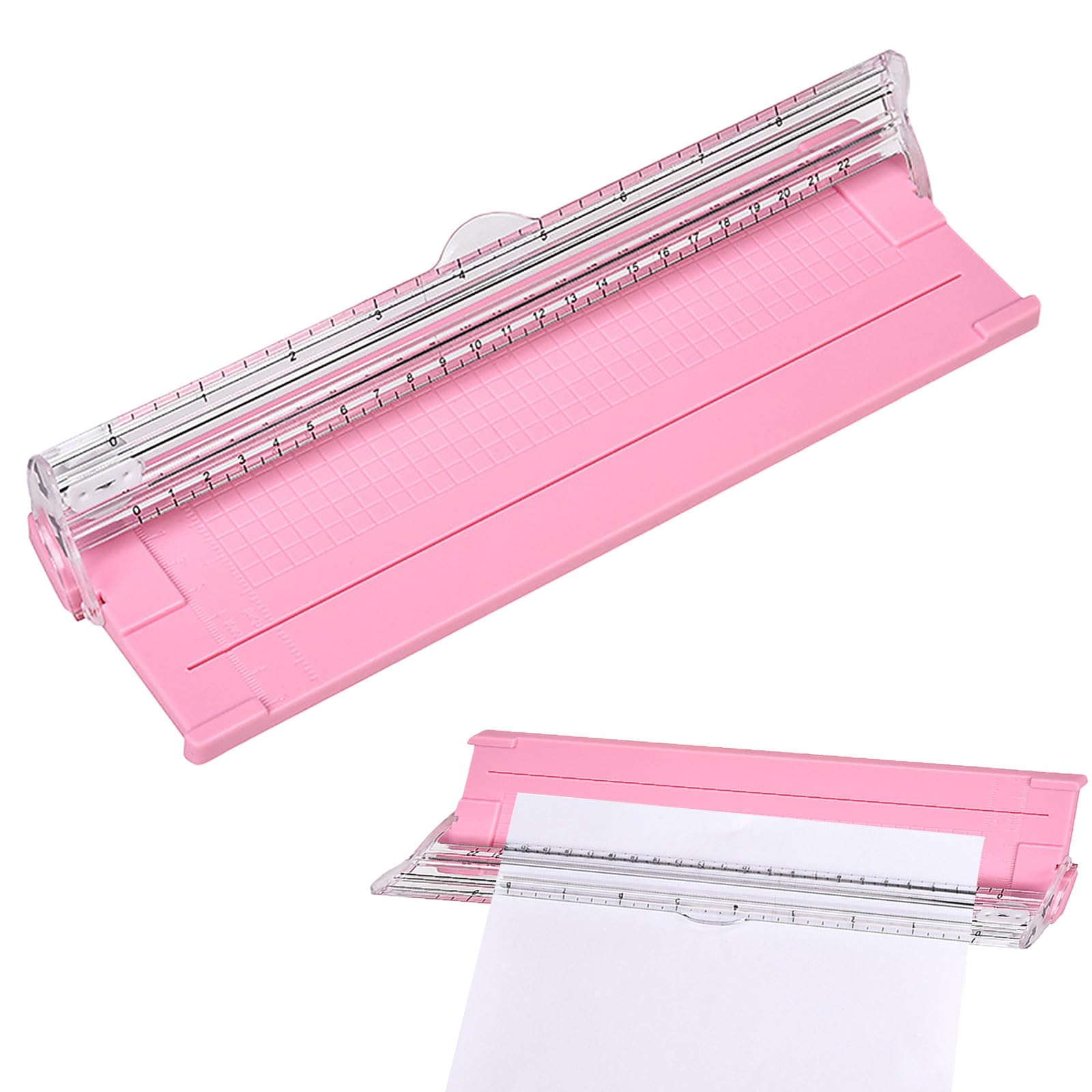 ZenithQuest Pink Mini Paper Cutter, Portable A4 A5 Manual Guillotine Trimmer, Craft Scrapbooking Tool for Paper Cardstock Labels Photos, for Home Office School & DIY Creative Projects