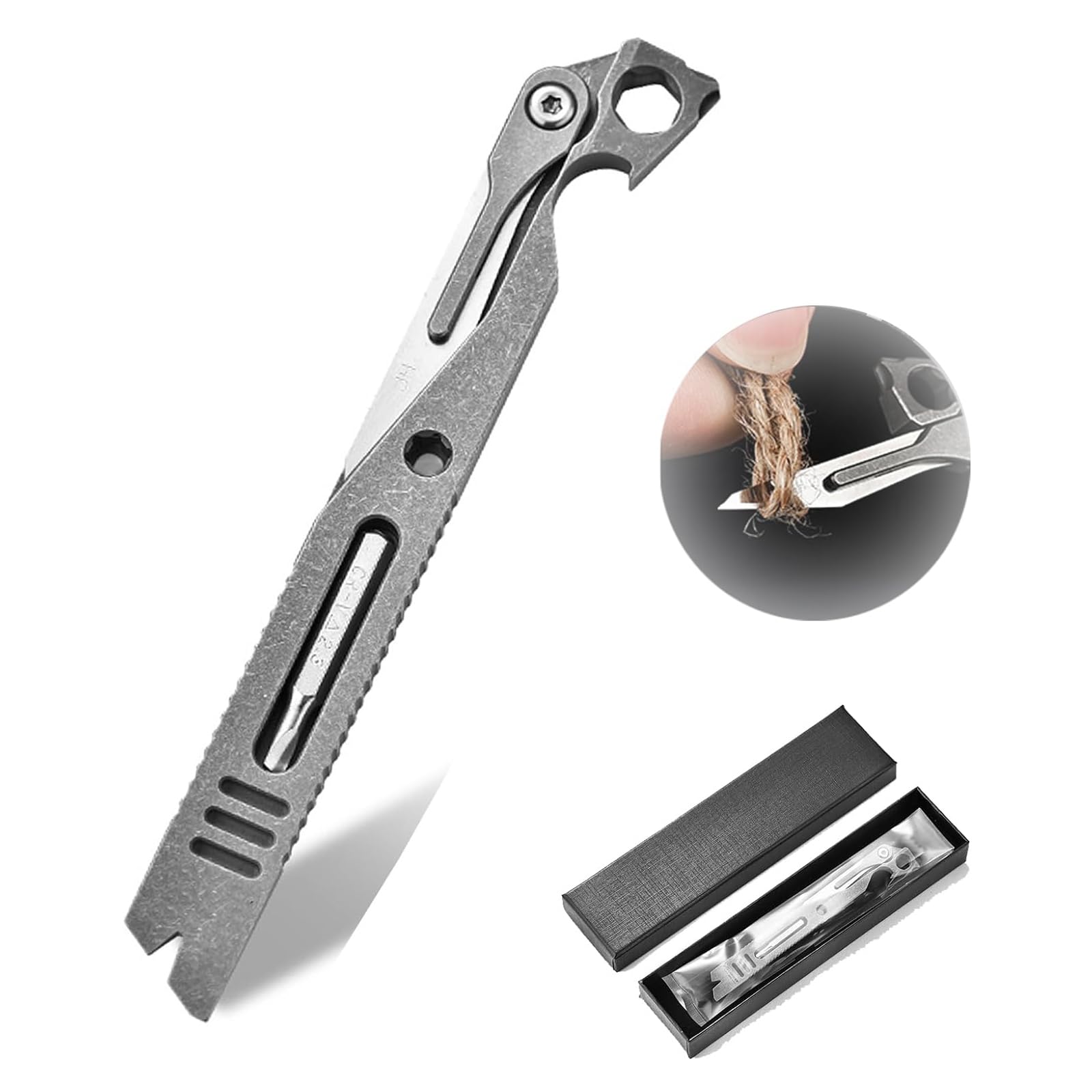 NALACAL EDC Pry Bar Multitool, Titanium Edc Prybar Tool, Pocket Pry Bar Keychain, Multitool Bottle Opener, Box Cutter Screwdriver Outdoor Camping Utility Knife Emergency Tool