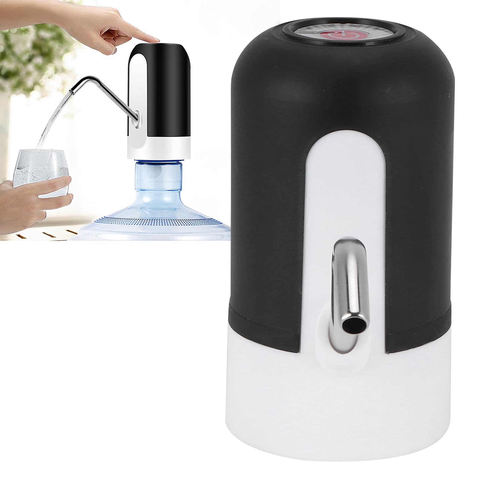 Drinking, Portable Electric Water Bottle Dispenser, One Key Press, for Home, Office, Travel, Camping (Black)
