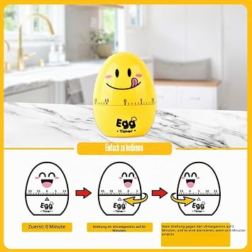 IKOPFLN Mechanical Egg Timer - Kitchen Timer Short Timer for Cooking with - 60 Minute Countdown Timer - Yellow