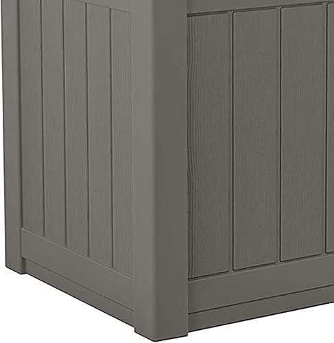 Miniatura 9 de Suncast Caja de almacenamiento pequeña de 22 galones para patio trasero o exterior, con atractivo asiento de banco y tapa reforzada, color piedra