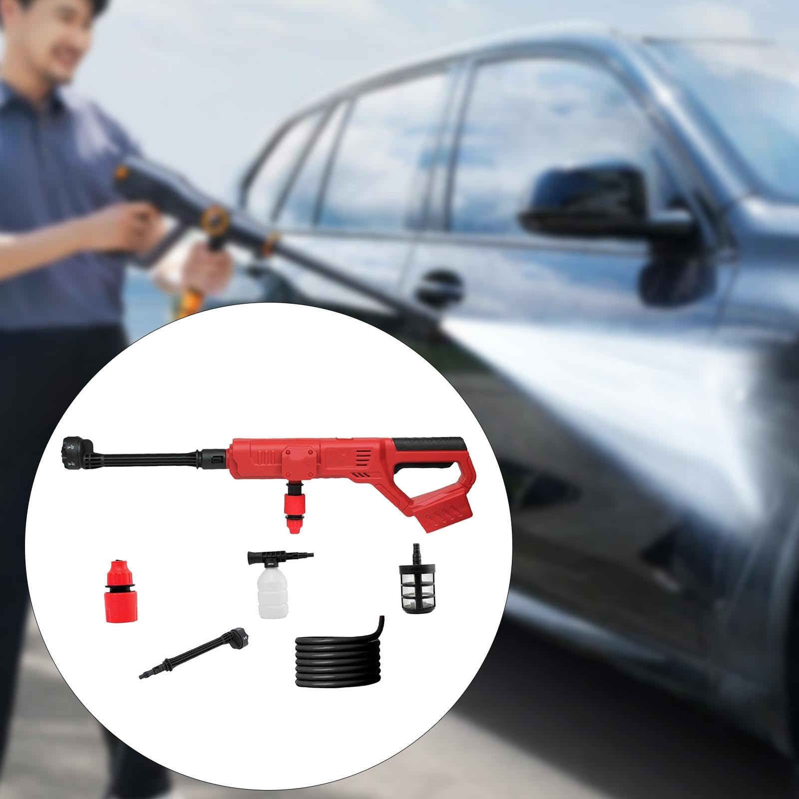 predolo Kit di Lavaggio Auto con idropulitrice, ugello Regolabile 6 in 1, idropulitrice elettrica Senza Fili per pareti, Pavimenti, Giardino, Recinzione,