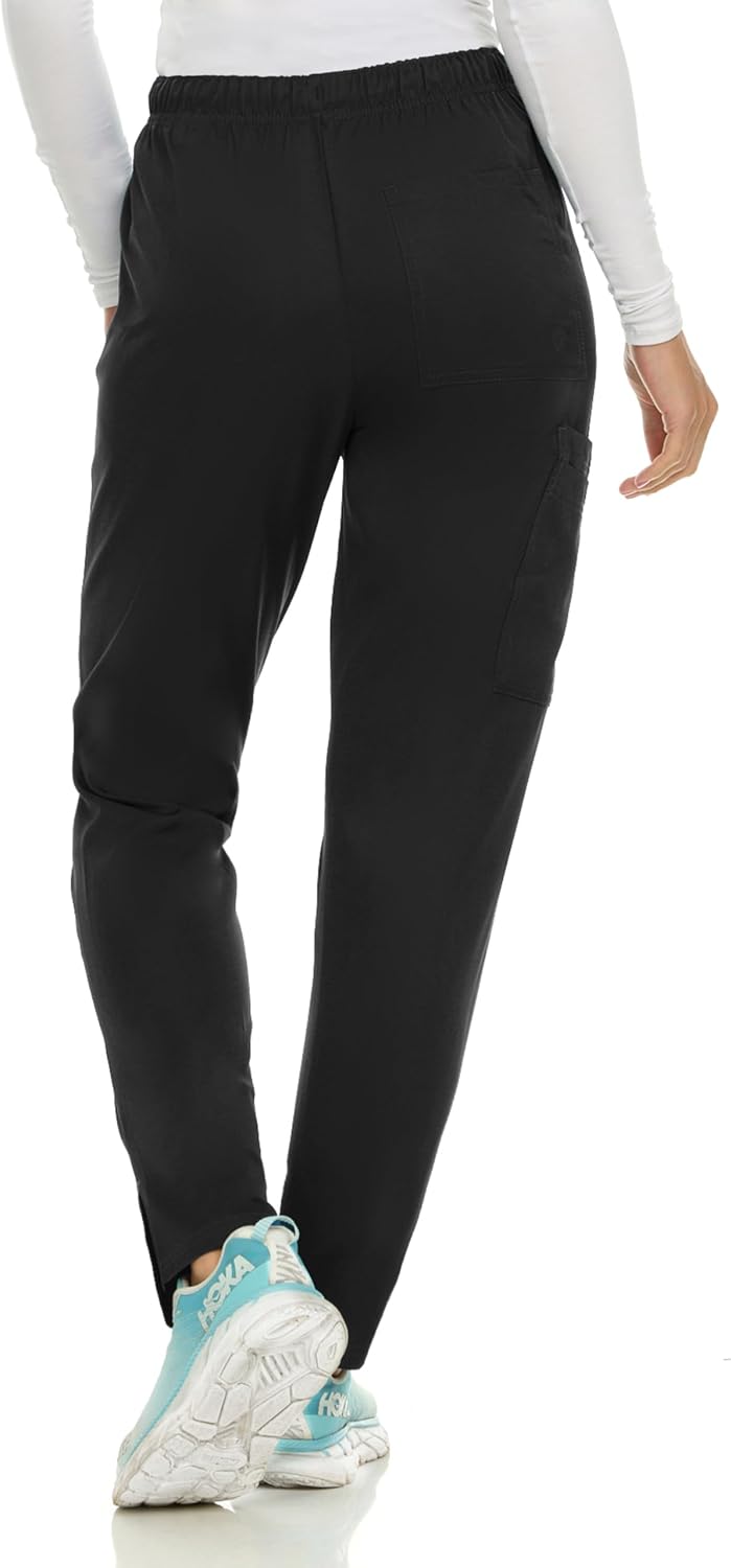 MediChic Straight Leg Scrub Pants for Women, Anti-Wrinkle Women's Medical Scrub Pants, 6 Pockets, 4-Way Stretch