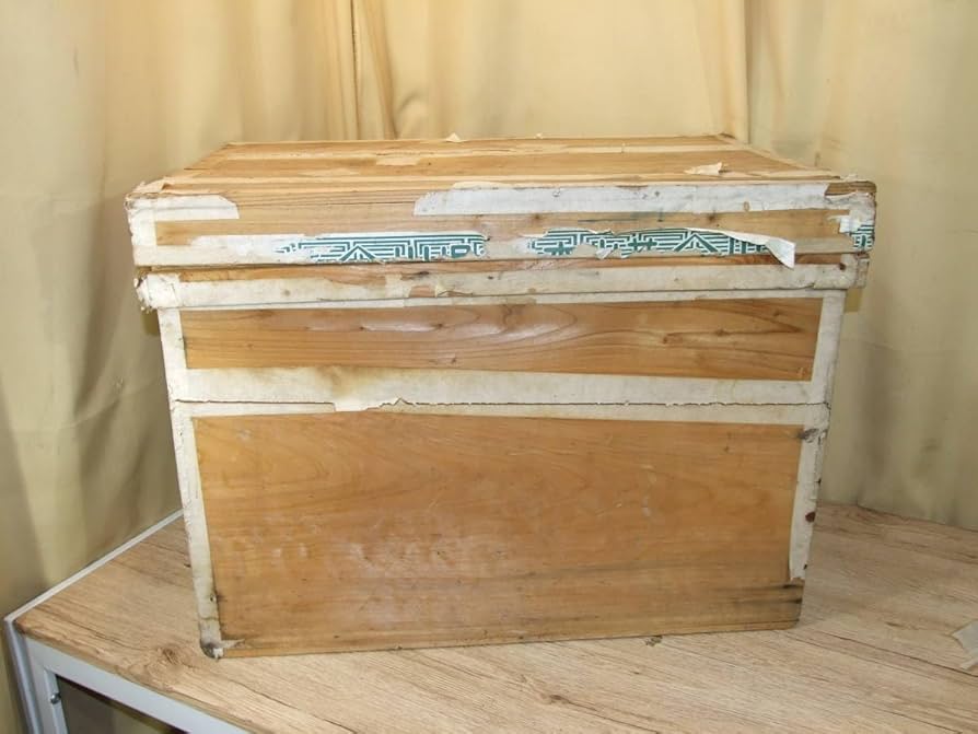 Amazon.co.jp: 大きな茶箱木箱古民具昭和レトロ収納箱外寸67