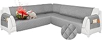 Vista 19 de Fundas para sofá modular, impermeables, 6 piezas, fundas de sofá en forma de L, lavables, antideslizantes, fundas para sofá seccional, suaves