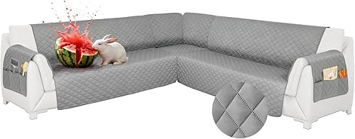Vista 19 de Fundas para sofá seccional, impermeables, 6 piezas, fundas de sofá en forma de L, lavables, antideslizantes, fundas para sofá seccional, suaves
