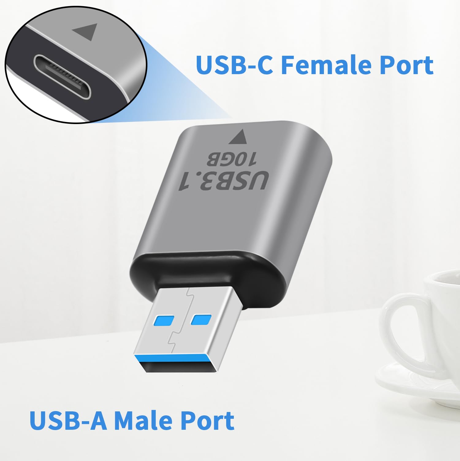 Duttek Adattatore femmina USB C a maschio USB 10Gbps, adattatore USB Type C a USB 3.1 Gen 2, adattatore USB Type C a USB 3.1 OTG Ricarica rapida per iPhone, PC, Laptop, Alimentatore (2Pack)
