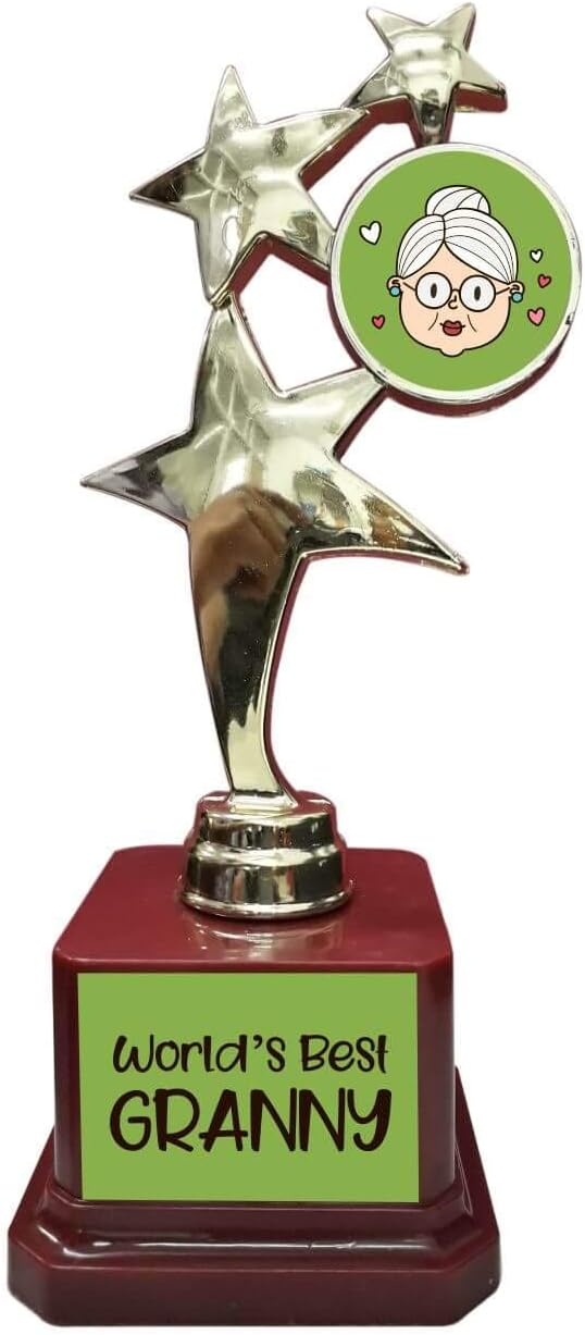 Yaya Cafe World's Best Grany Star Trophy Award for Grandma - Golden