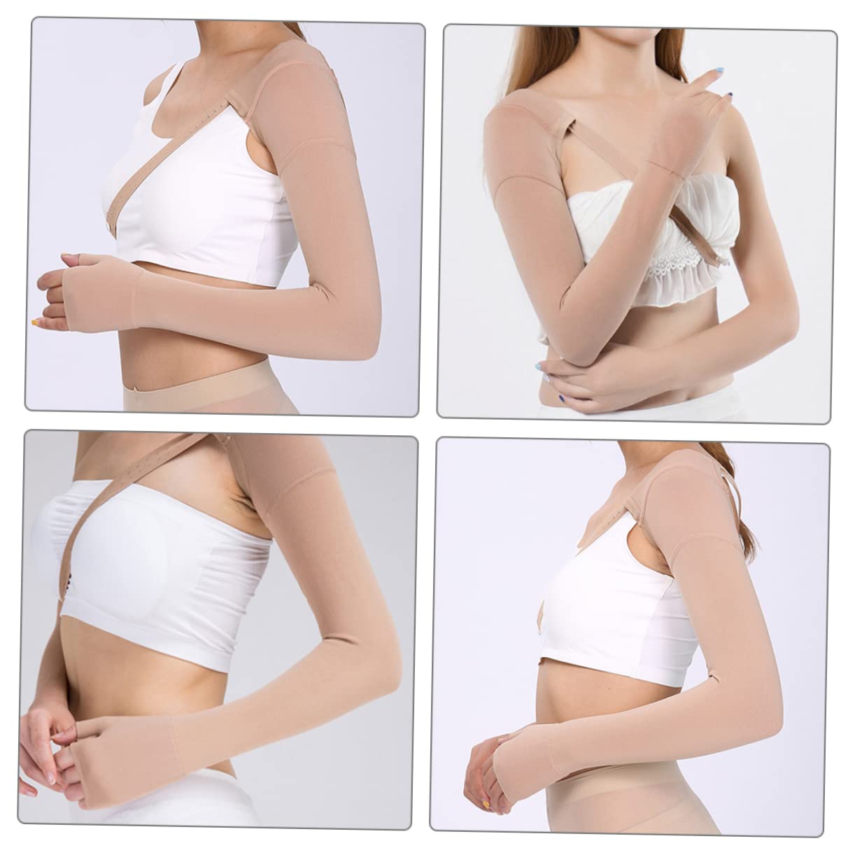 Healifty 3pcs Breathable Compression Arm Sleeve Support for Edema Relief Medical Brace for Elbow Stability during Workouts and Daily Activities Skin Tone