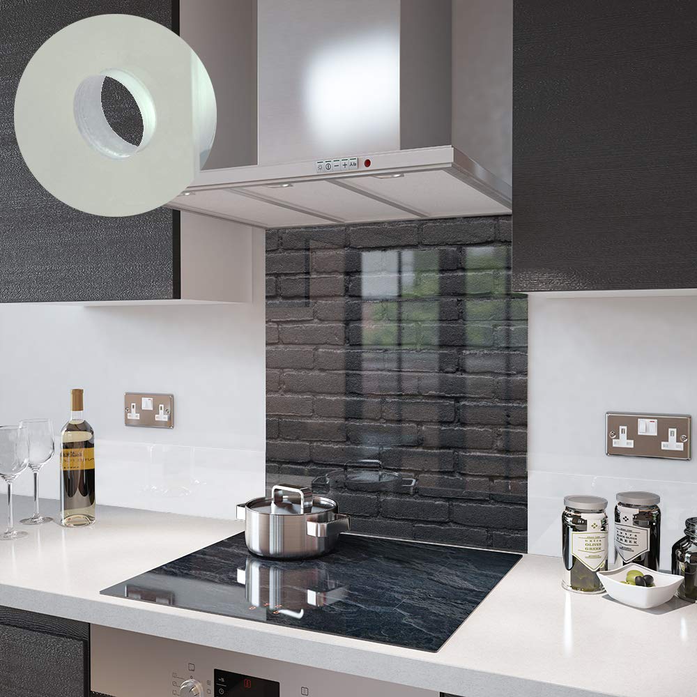Glass Splashbacks Black Brick Glass - Made by Premier Range in 90cm Wide x 80cm High with Fixing Holes