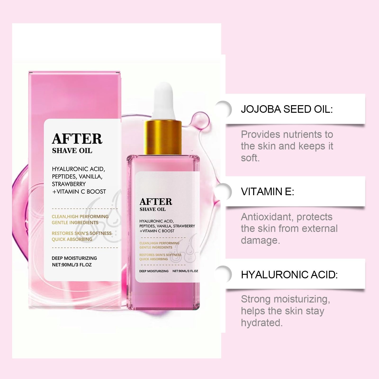 Aceite Cuidado Después Afeitado Mujer Fresa, Calmante Hidratante Tras Depilación, Con Emolientes Para Piel Delicada, Para Piernas Brazos Zona Bikini, Reduce Enrojecimientos Irritaciones Cutáneas, 01 — view 2