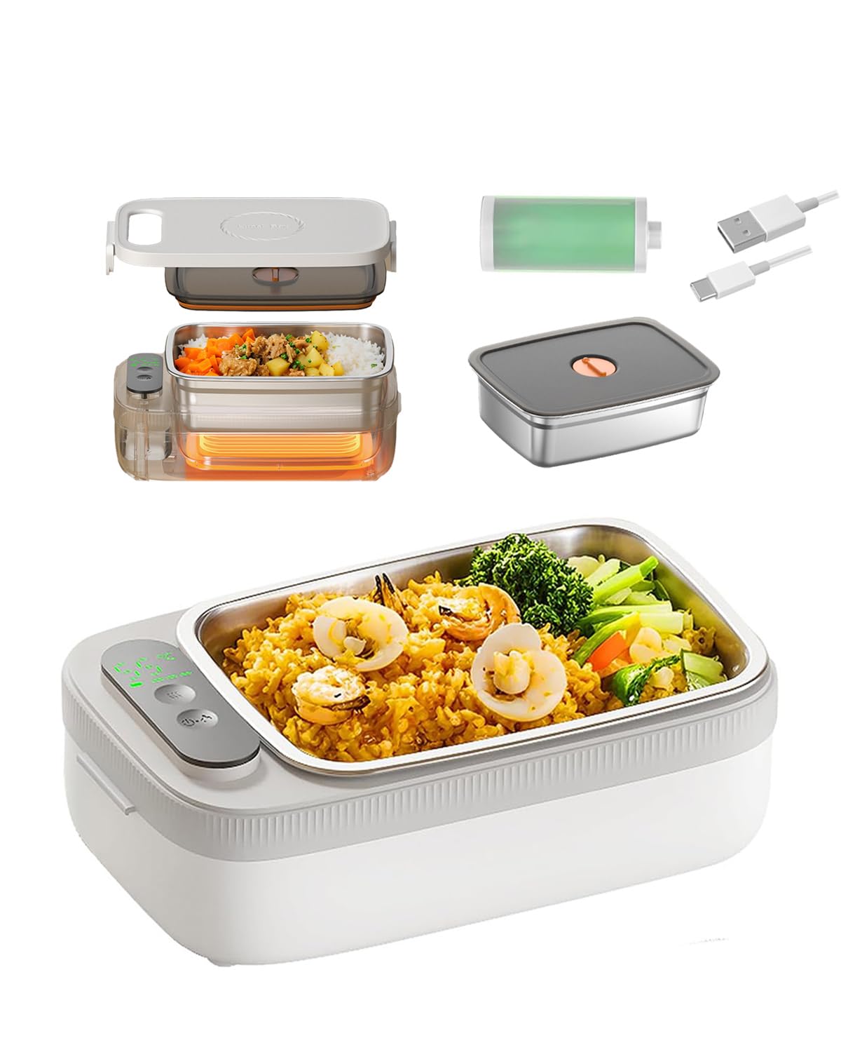 Amazon | 【2026年コードレス使用可・14000mAh】電気弁当箱 usb充電式