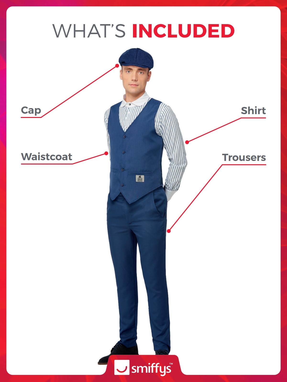 Smiffys 51670 Peaky Blinders Shelby Costume, Da Uomo