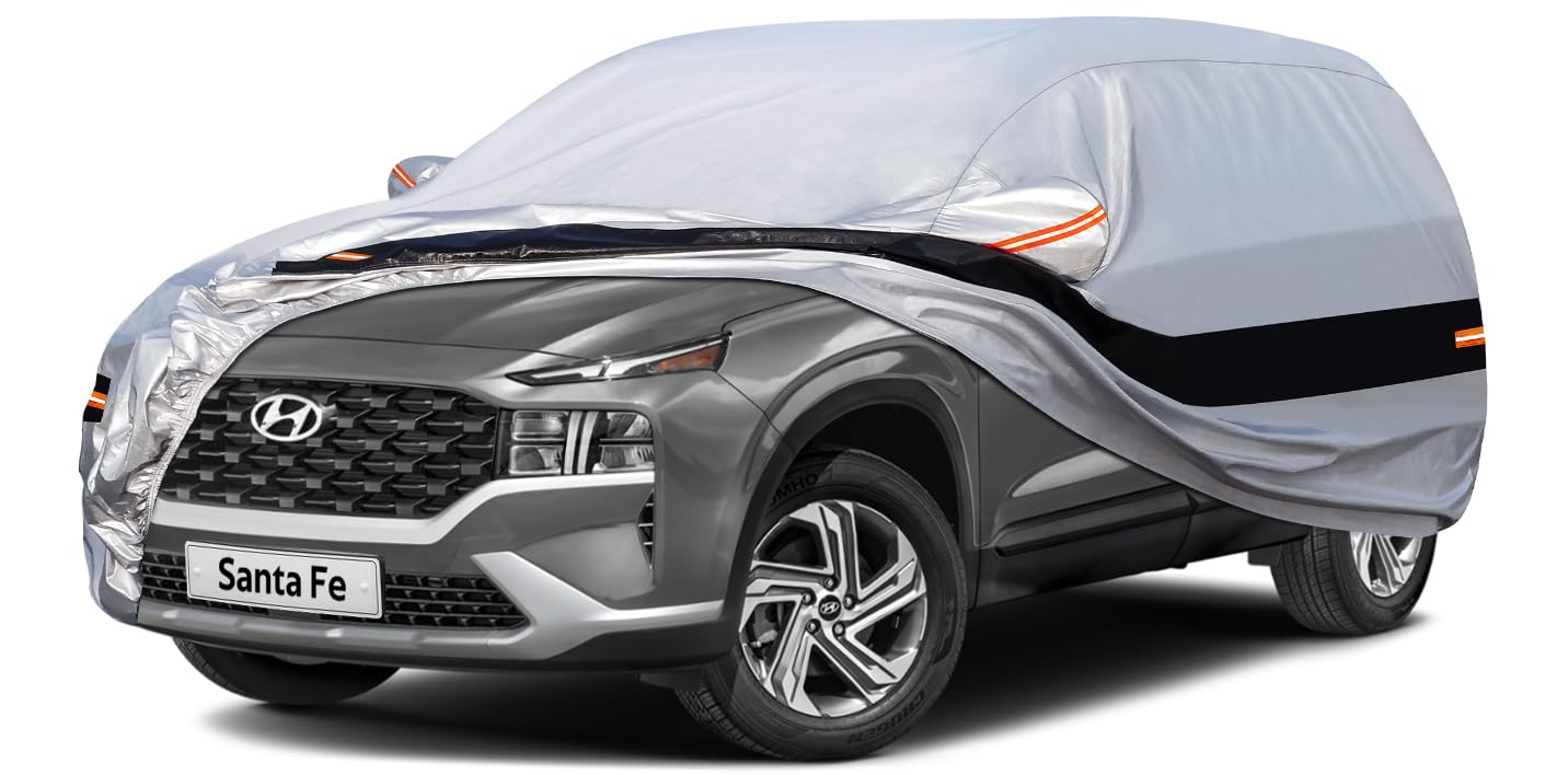 Holthly 10 Layers SUV Car Cover Custom Fit for Hyundai Santa Fe (2006-2024) Waterproof All Weather for Automobiles, Outdoor Full Cover Rain Sun UV