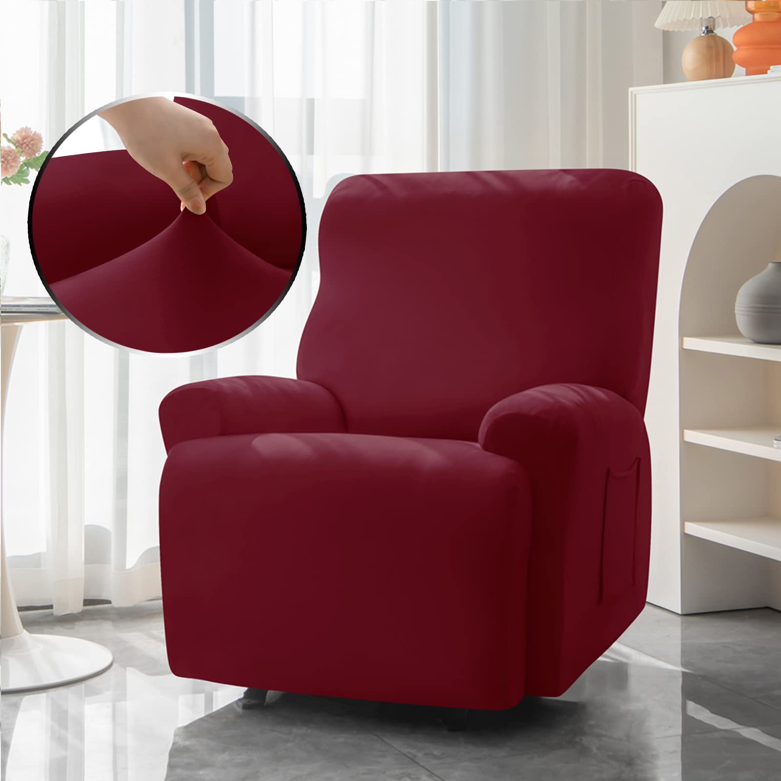 DZYP Copripoltrona Relax Elasticizzato 1 2 3 Posti, Morbido Antiscivolo Jacquard Fodera per Poltrona Reclinabile Copridivano Sofa Protettore per Soggiorno (Azzurro Chiaro,2 posti