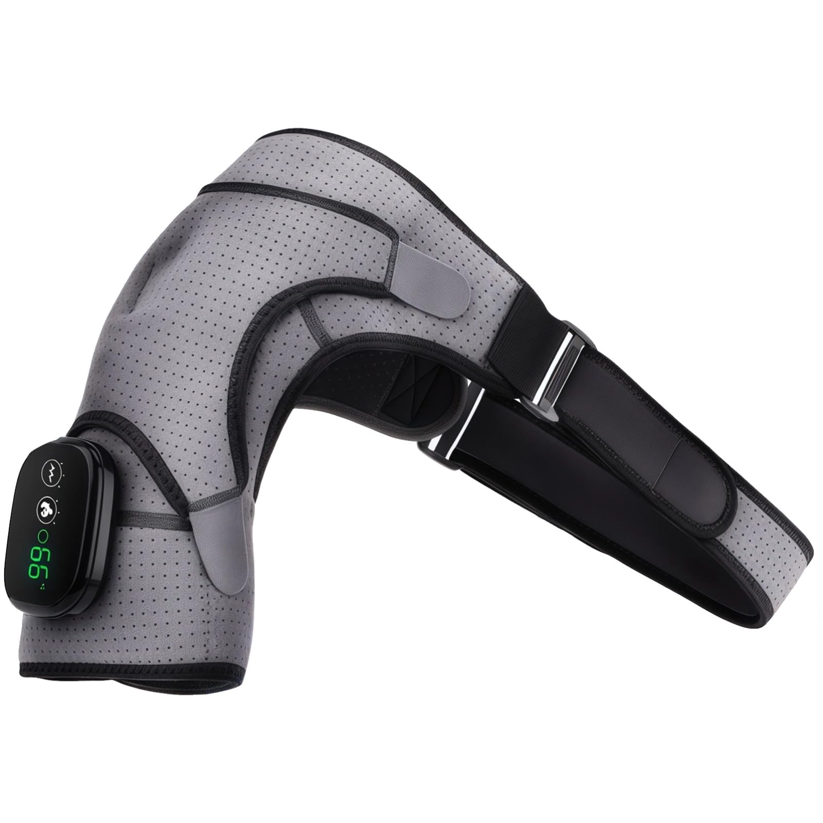 Almohadilla térmica de hombro inalámbrica, masajeador eléctrico con vibración, soporte de hombro calentado, recargable por USB, control de pantalla táctil, negro y gris, certificado CE