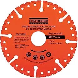 Disco de Corte Segmentado 125mm Multiuso Diamantado para Aço Inox, Metal, Cerâmica e Mármore - Starfer