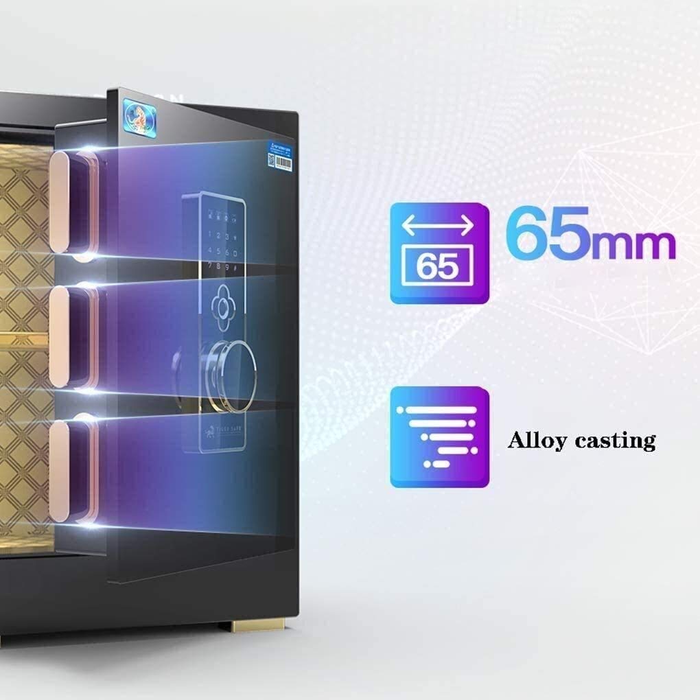 Caja fuerte, caja fuerte y cajas de seguridad, hucha digital ignífuga para el hogar y la oficina, 45 cm, caja fuerte de alta seguridad, armario con alarma integrada para dinero, documentos A4,