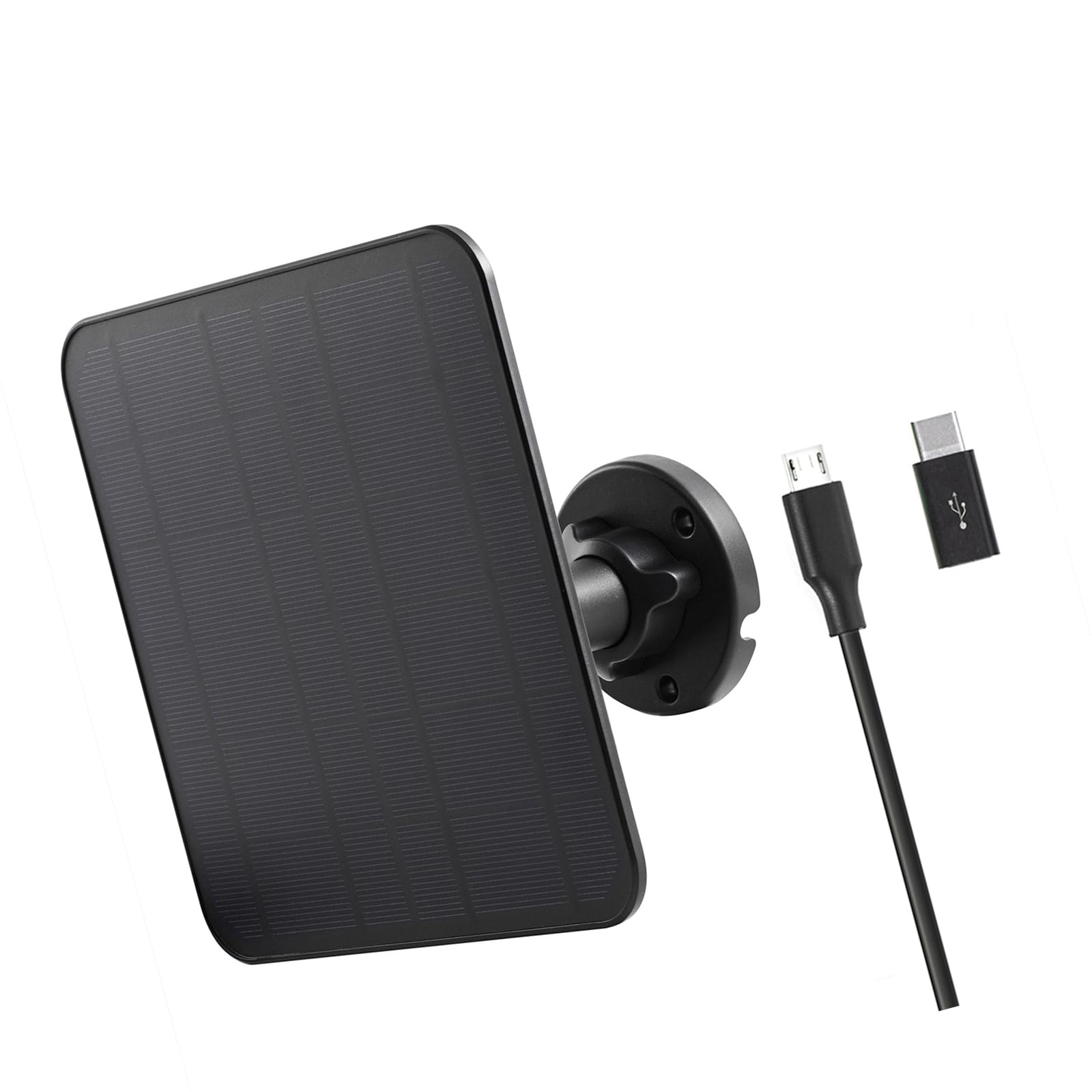Msioytog Black 5W 5V Solar Panel For Outdoor Security Device With Extended Charging Wire And 360 Adjustable Mount Ip66 Water Resistant Cable Solar Device For Scintillate