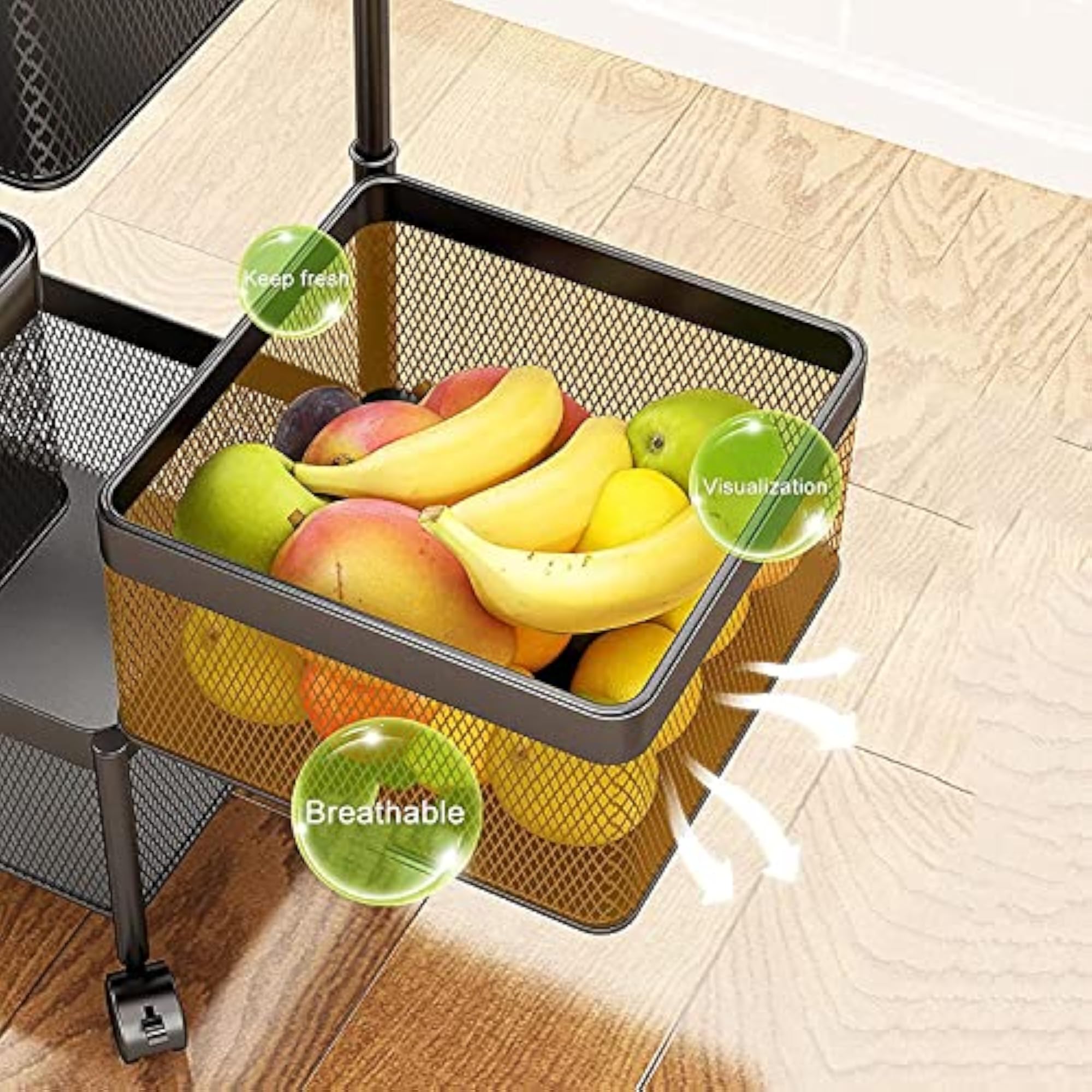 Iron 1 Pc 3 Layer Kitchen Rotating Trolley