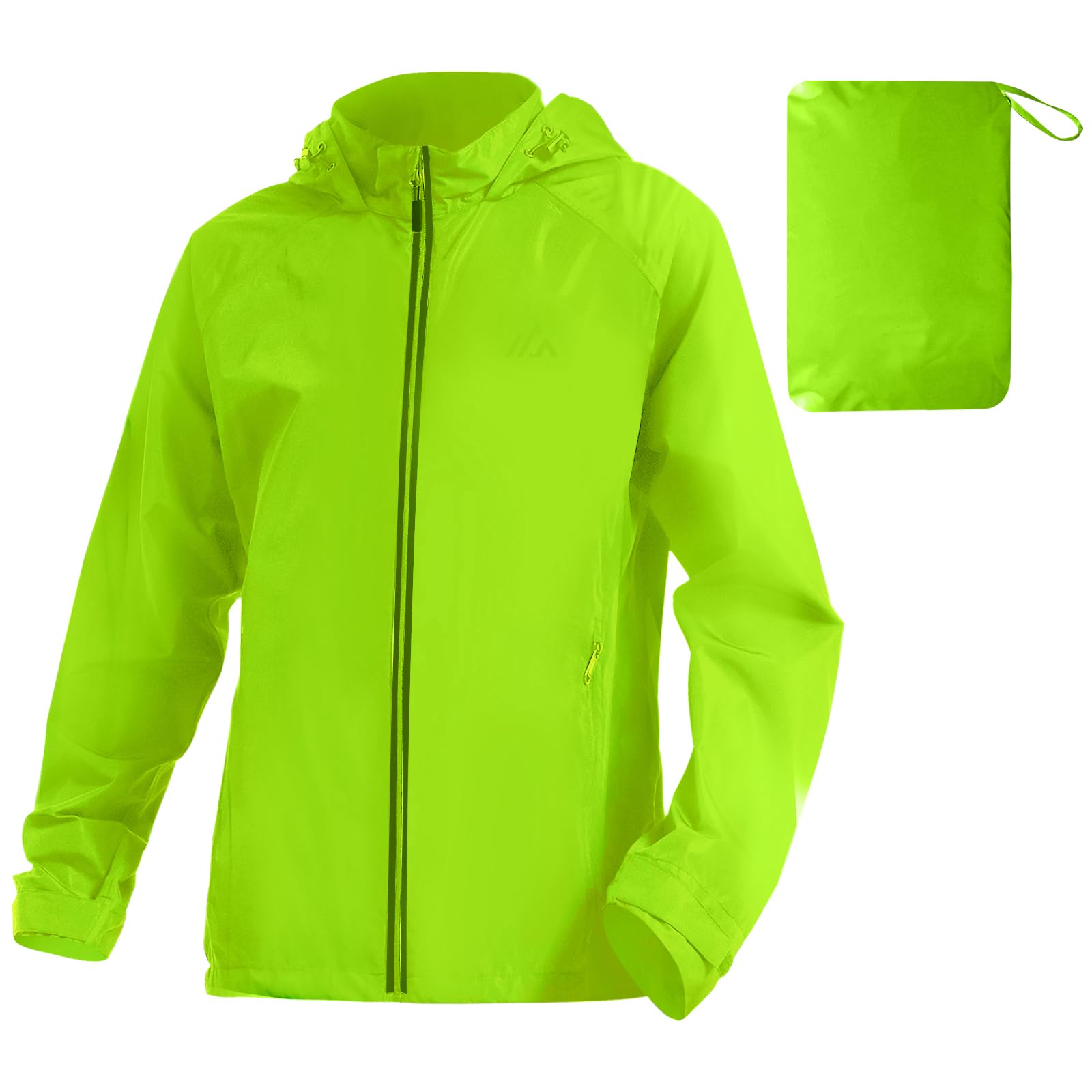 ATLASLAVA Men's Cycling Rain Jackets Waterproof Breathable Lightweight Packable Running Biking Raincoat Reflective