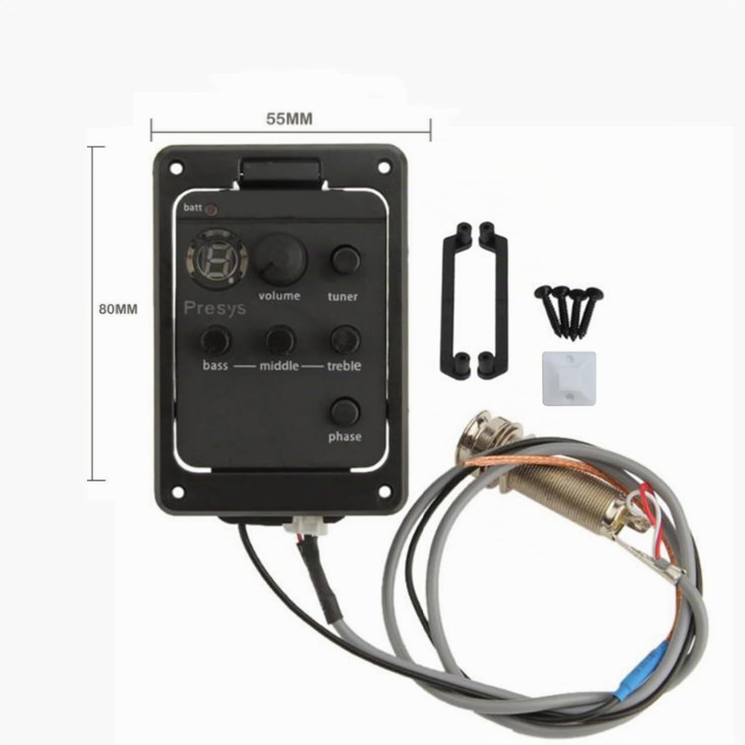 Préampli Guitare 3 Bandes Égaliseur de Guitare Acoustique Égaliseur Intégré Préampli Micro Tuner Outil de Guitare