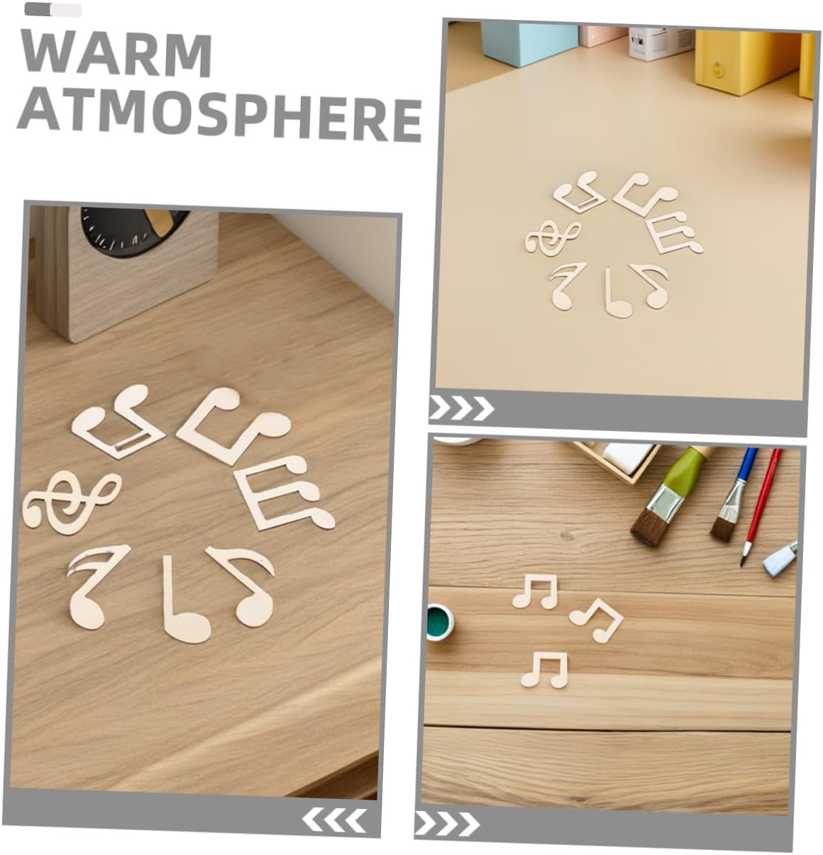 Sewroro 100pcs 55mm Wooden Music Note Cutouts Unfinished Wood Slices DIY Craft Supplies for Painting Home Decoration Party Embellishments